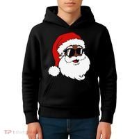 Black Funny Santa Claus Sunglasses Christmas Xmas Kids Hoodie thumb 4