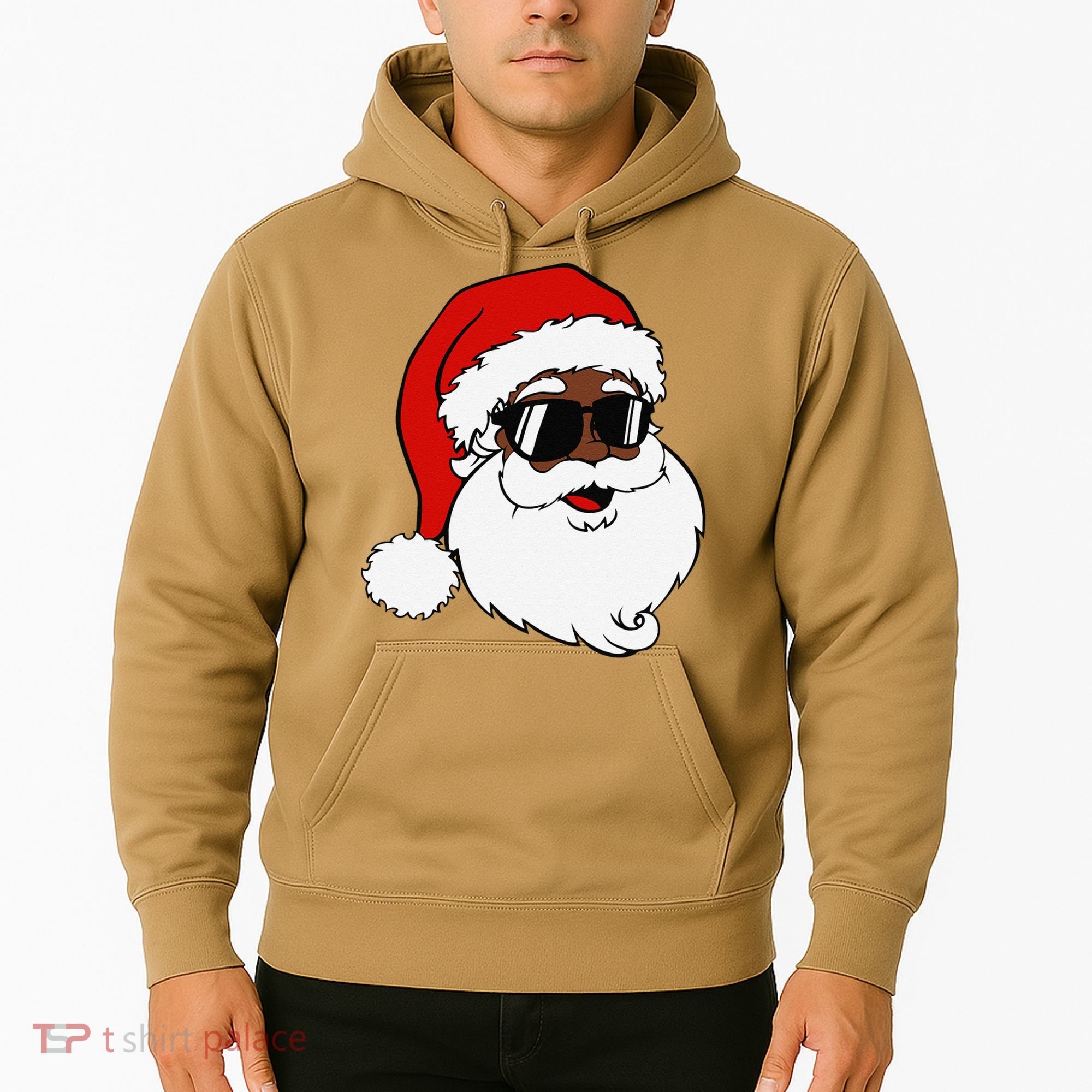 Black Funny Santa Claus Sunglasses Christmas Xmas Hoodie