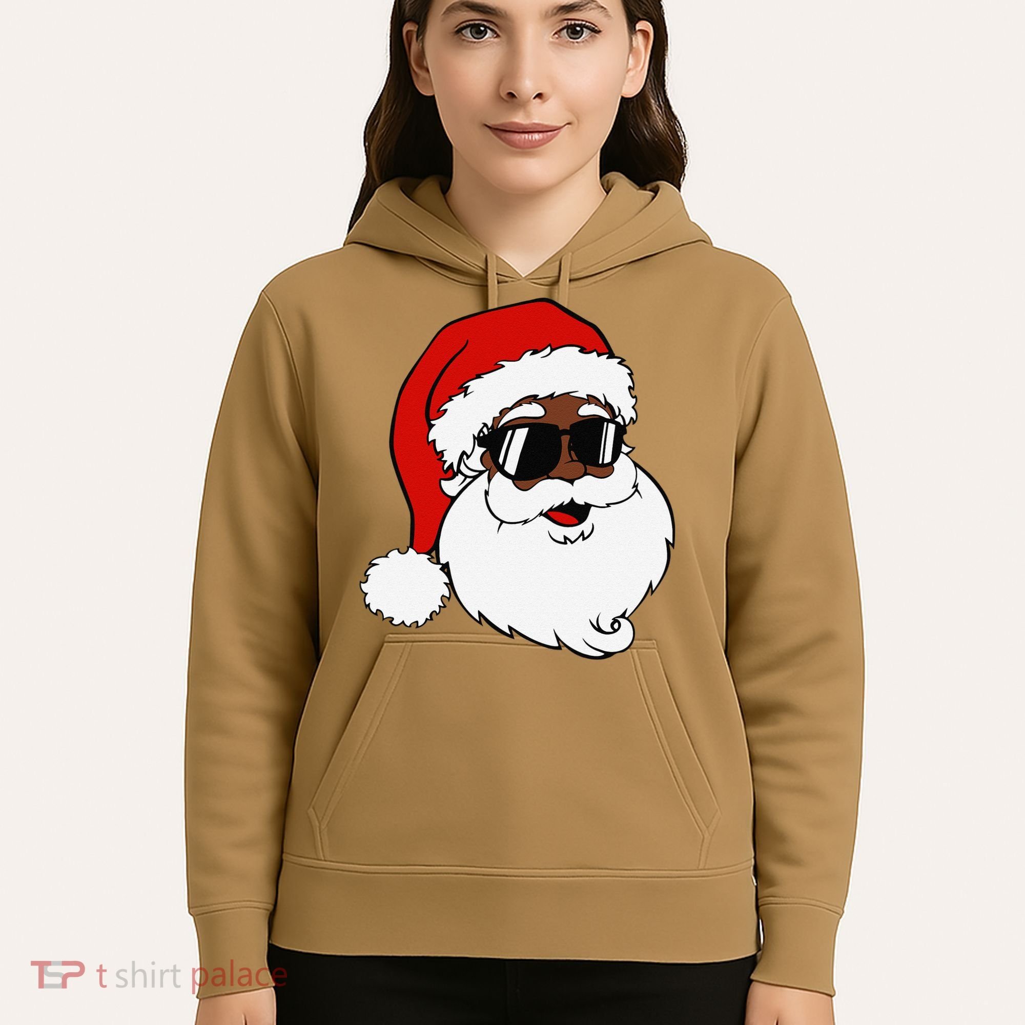 Black Funny Santa Claus Sunglasses Christmas Xmas Hoodie