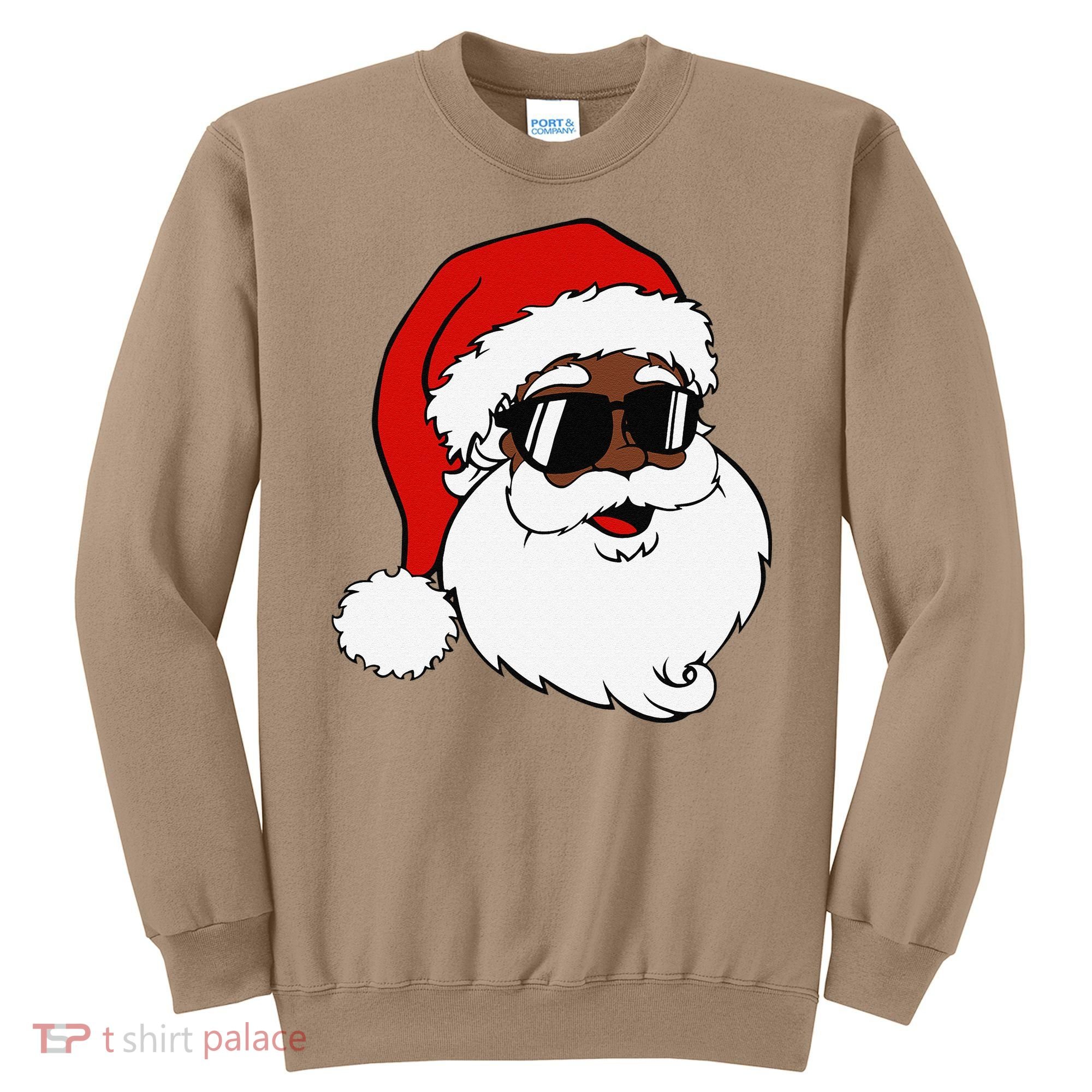 Black Funny Santa Claus Sunglasses Christmas Xmas Sweatshirt
