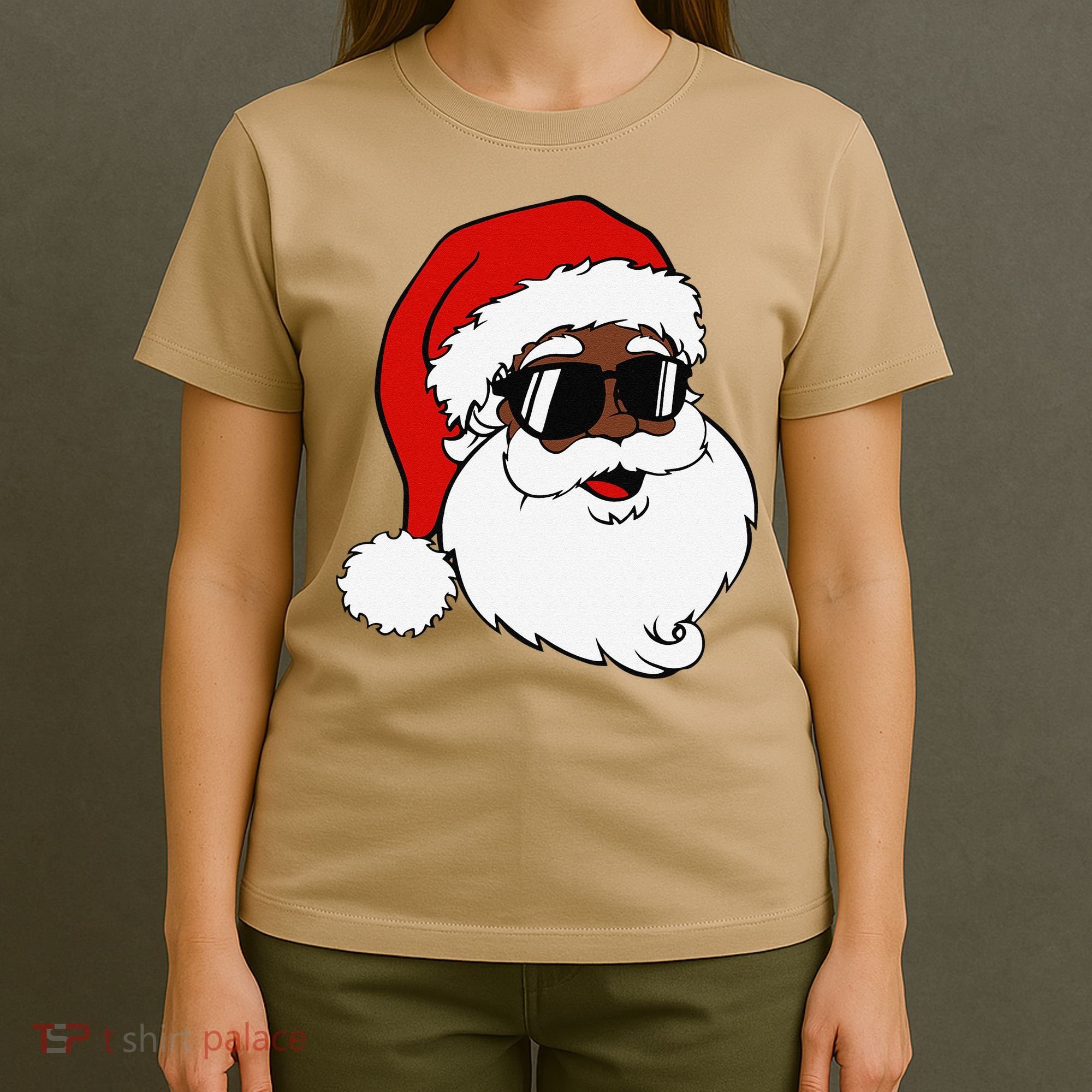 Black Funny Santa Claus Sunglasses Christmas Xmas T-Shirt