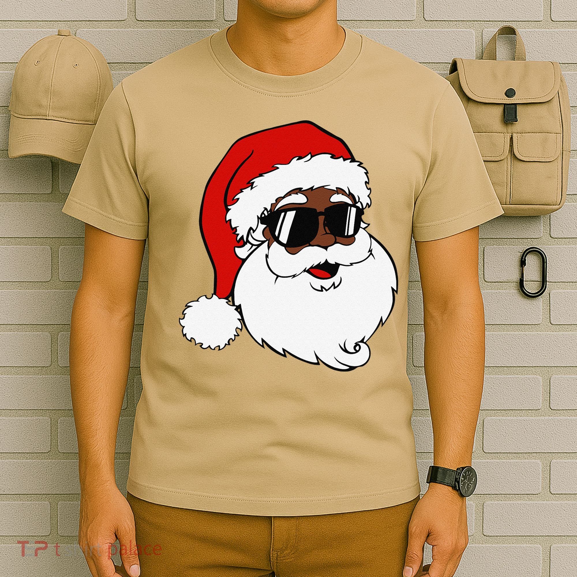Black Funny Santa Claus Sunglasses Christmas Xmas T-Shirt