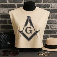 Black Freemason Square And Compass Master Mason Garment-Dyed Women's Muscle Tee thumb 3