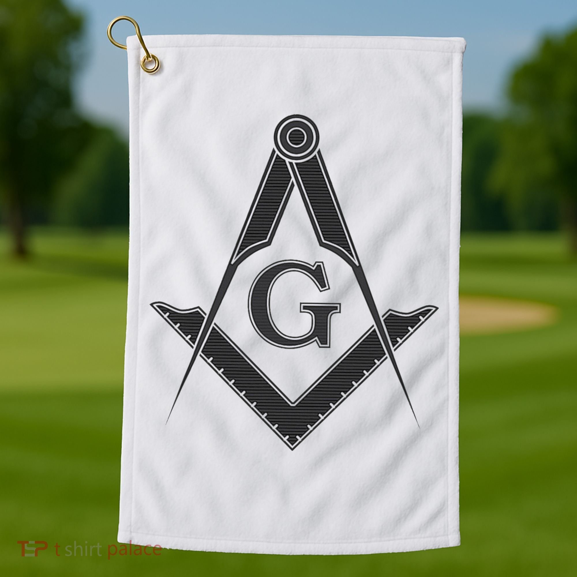 Black Freemason Square And Compass Master Mason Golf Towel