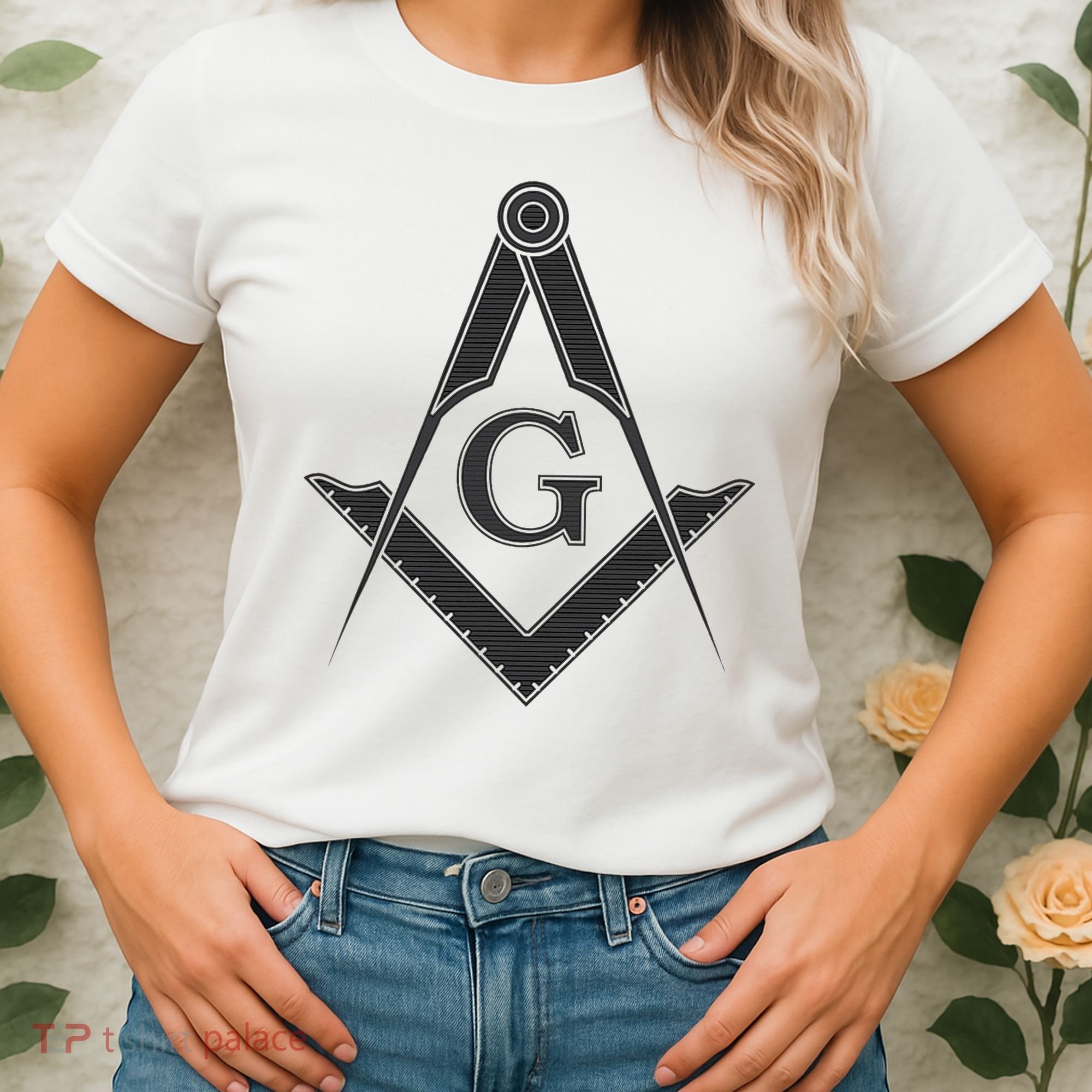 Black Freemason Square And Compass Master Mason Women's T-Shirt