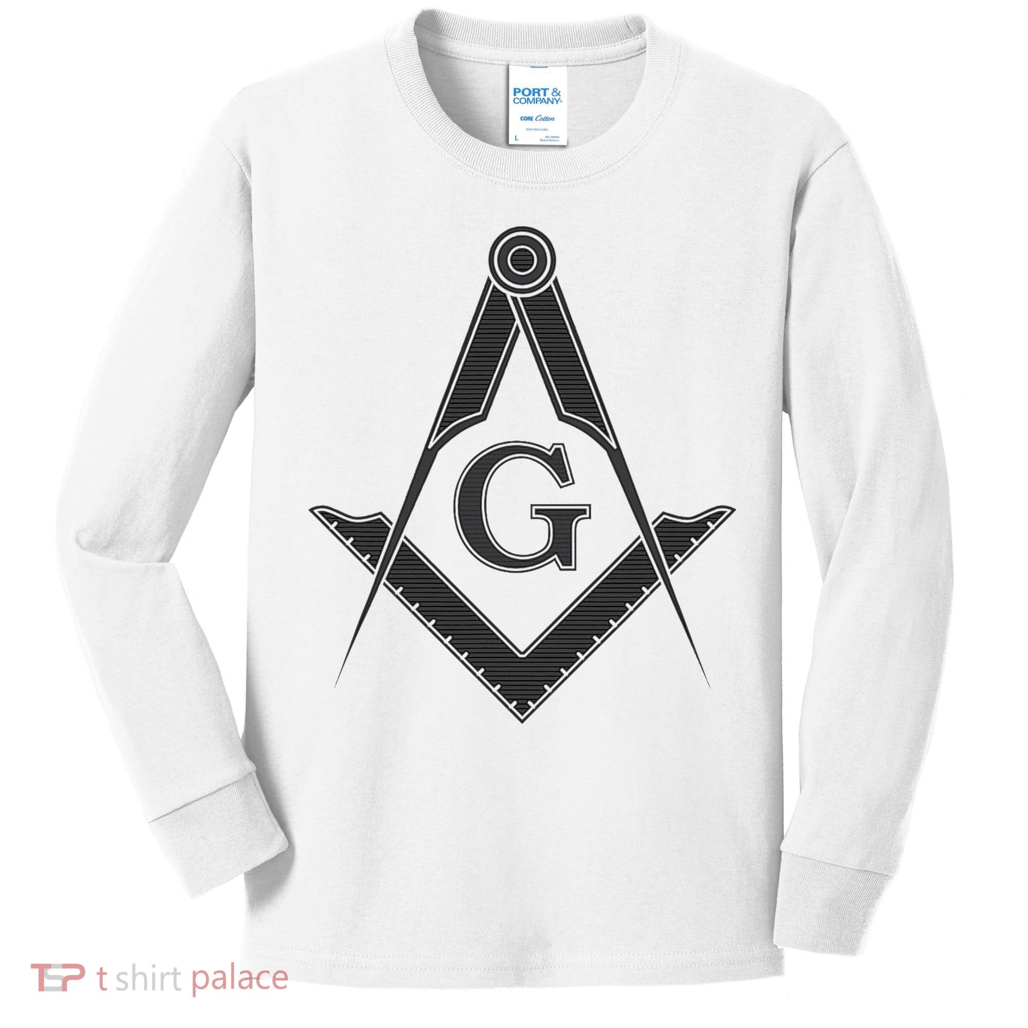 Black Freemason Square And Compass Master Mason Kids Long Sleeve Shirt