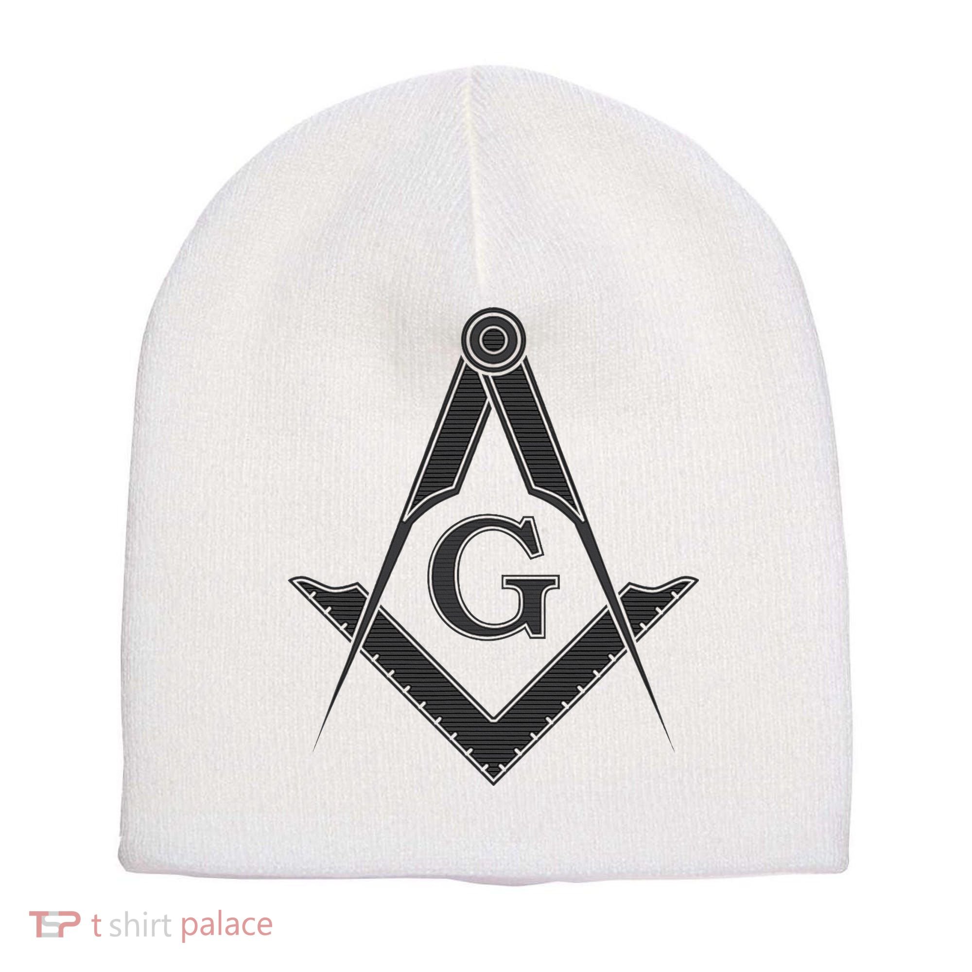 Black Freemason Square And Compass Master Mason Short Acrylic Beanie