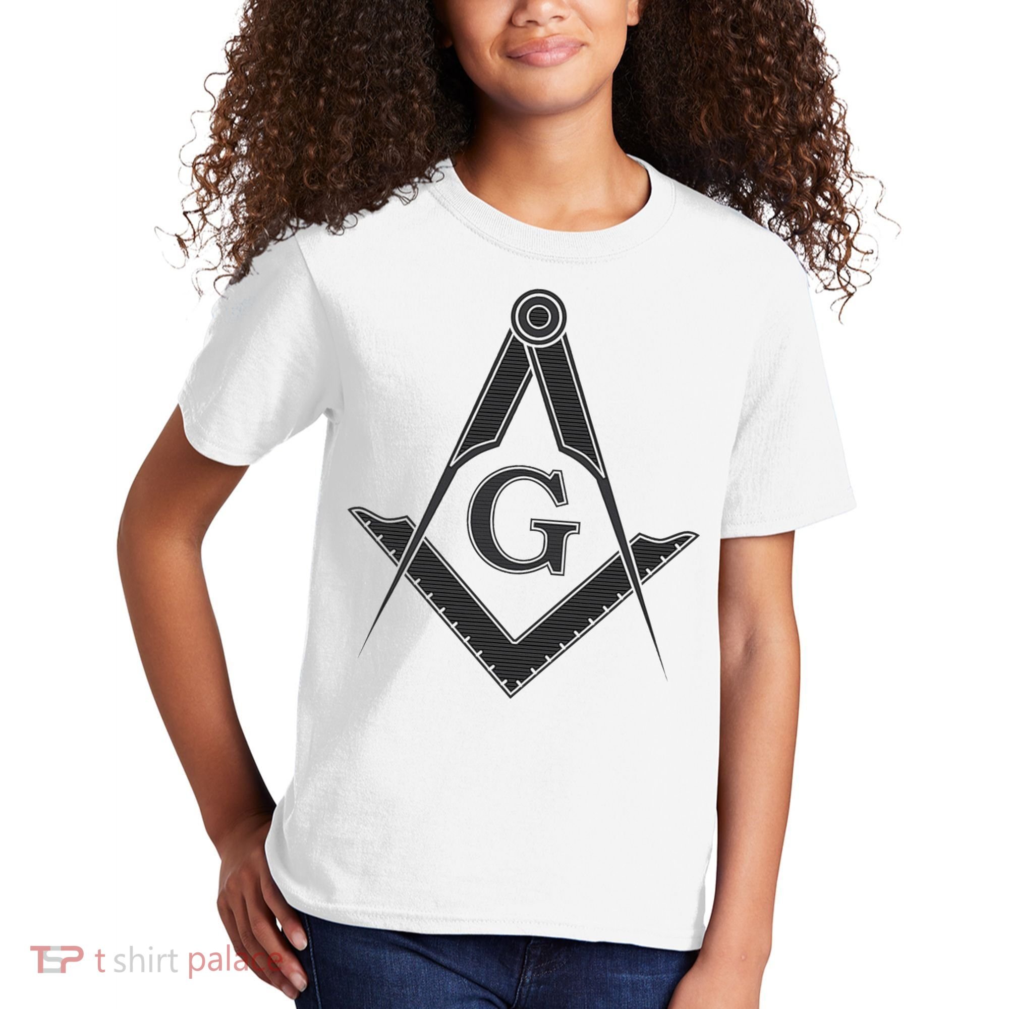 Black Freemason Square And Compass Master Mason Kids T-Shirt
