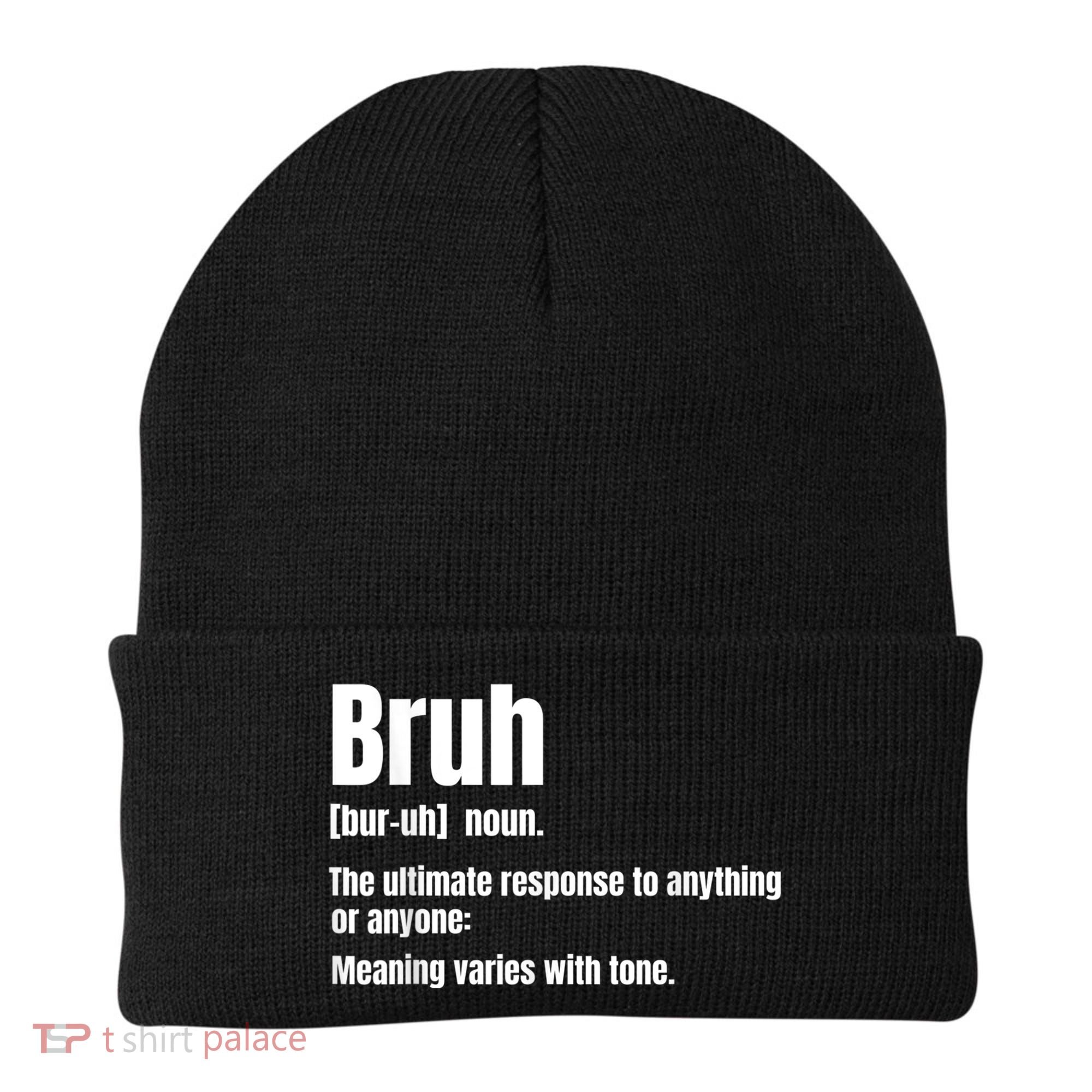 Bruh Funny Saying Sarcastic Novelty Letter Graphic Casual Beanie