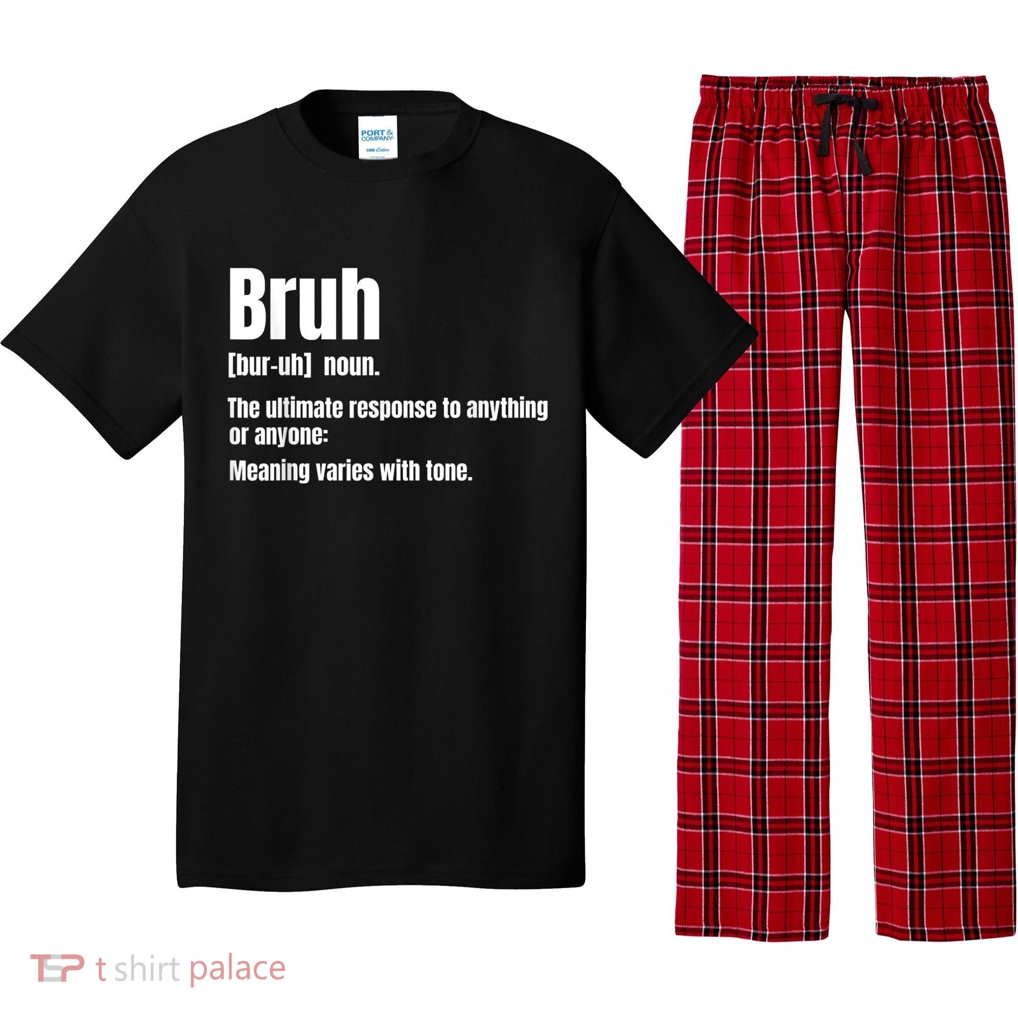 Bruh Funny Saying Sarcastic Novelty Letter Graphic Casual Pajama Set