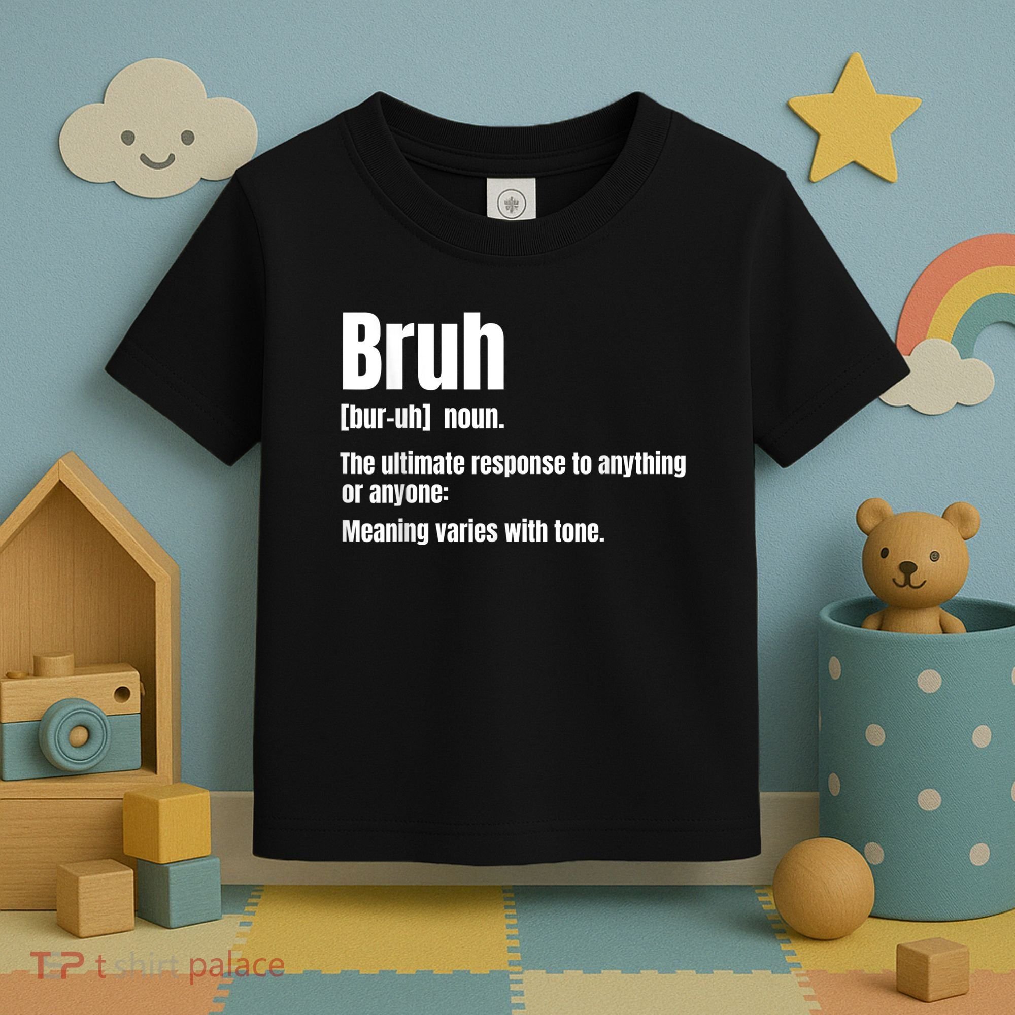 Bruh Funny Saying Sarcastic Novelty Letter Graphic Casual Toddler T-Shirt