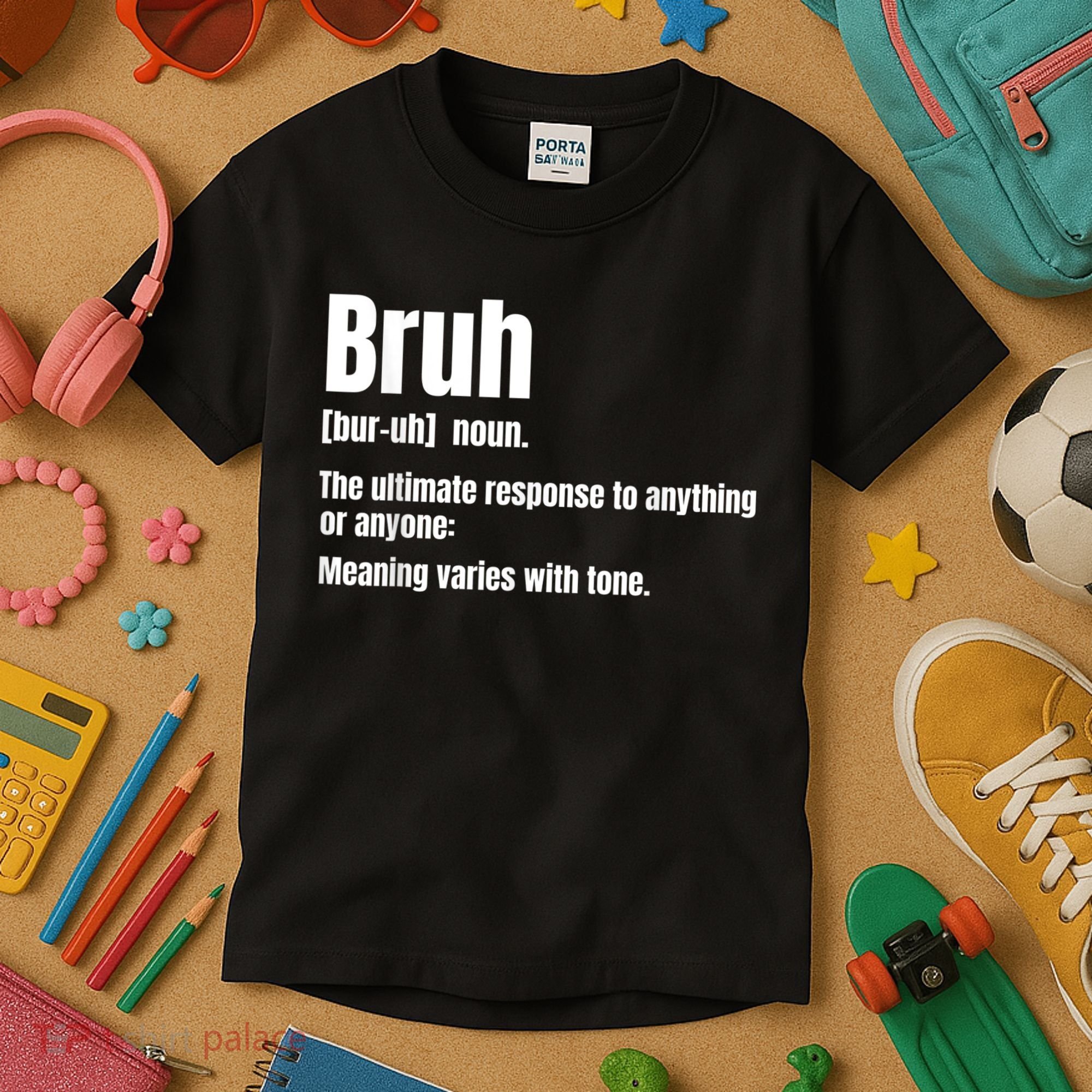 Bruh Funny Saying Sarcastic Novelty Letter Graphic Casual Kids T-Shirt