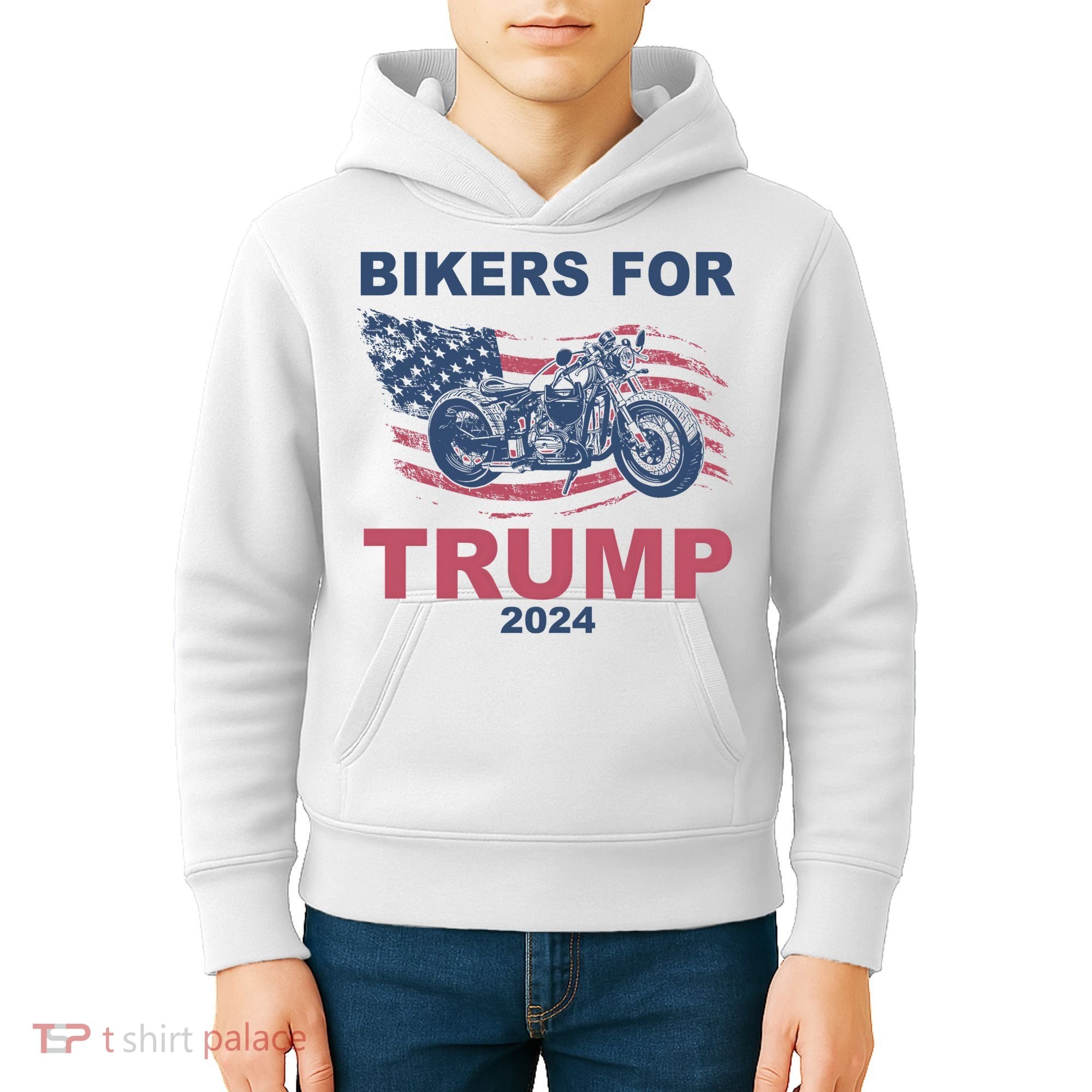 Bikers For Trump 2024 United States Kids Hoodie