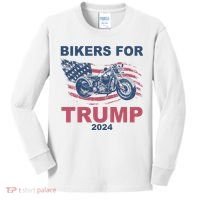 Bikers For Trump 2024 United States Kids Long Sleeve Shirt thumb 0