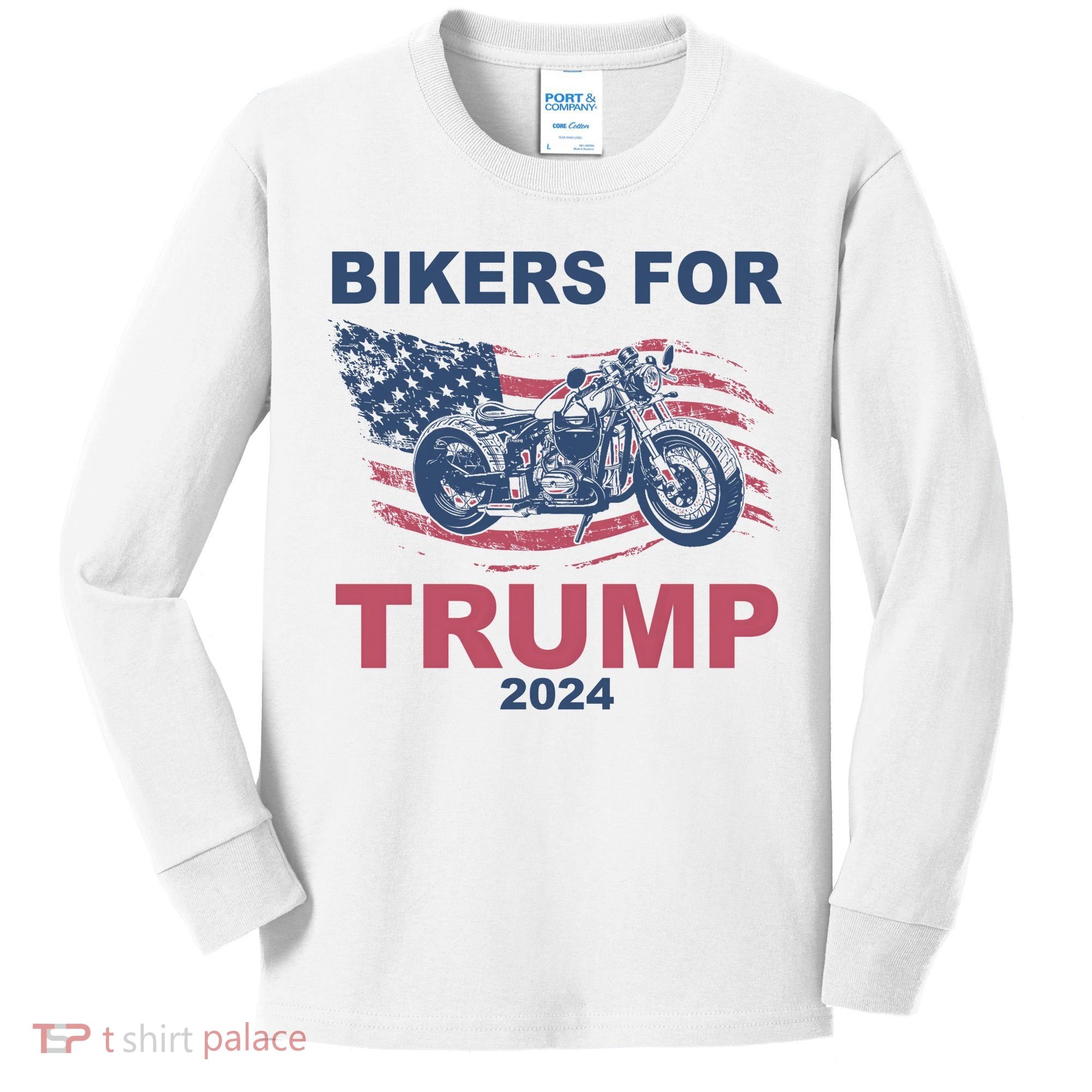 Bikers For Trump 2024 United States Kids Long Sleeve Shirt