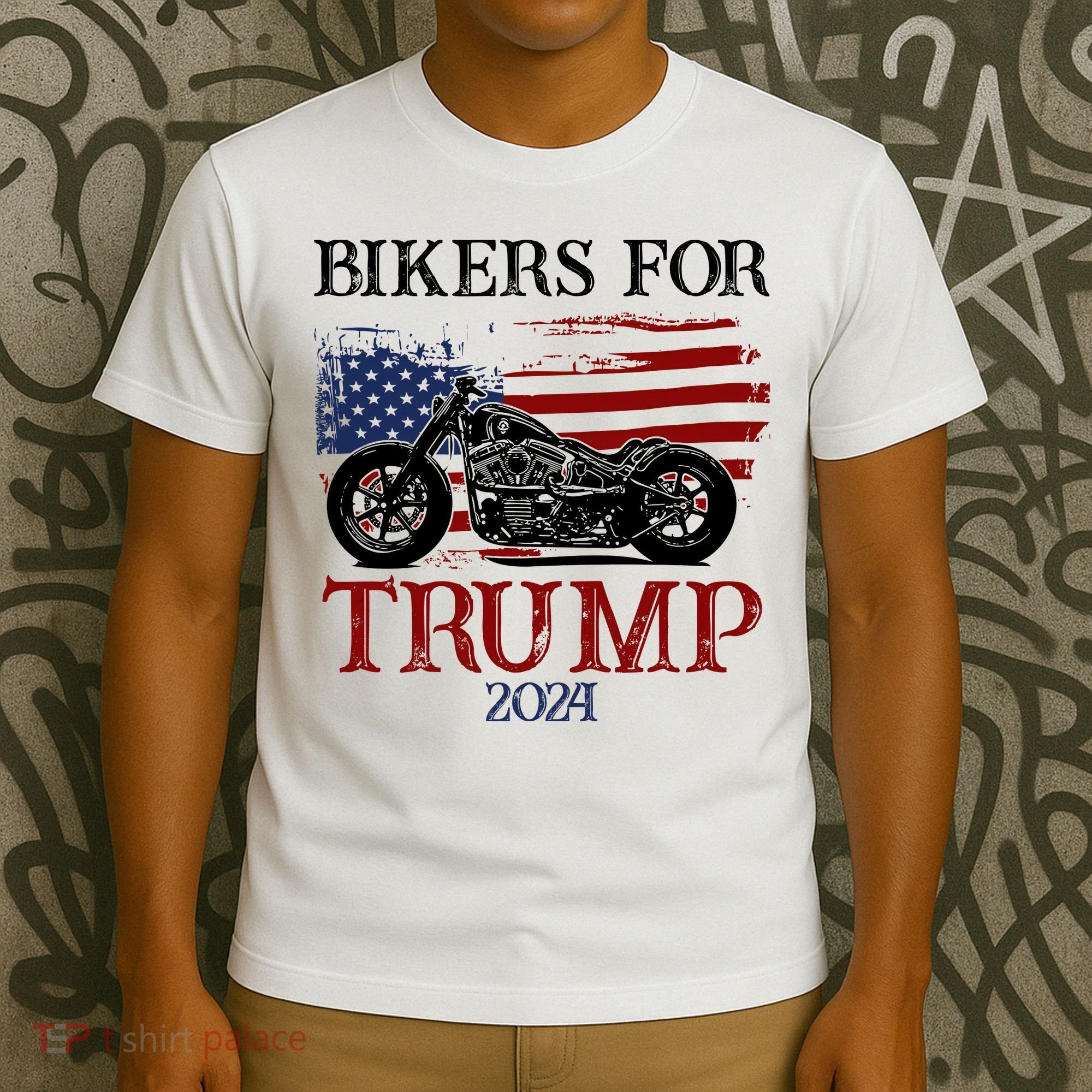 Bikers For Trump 2024 American Flag Vintage T-Shirt
