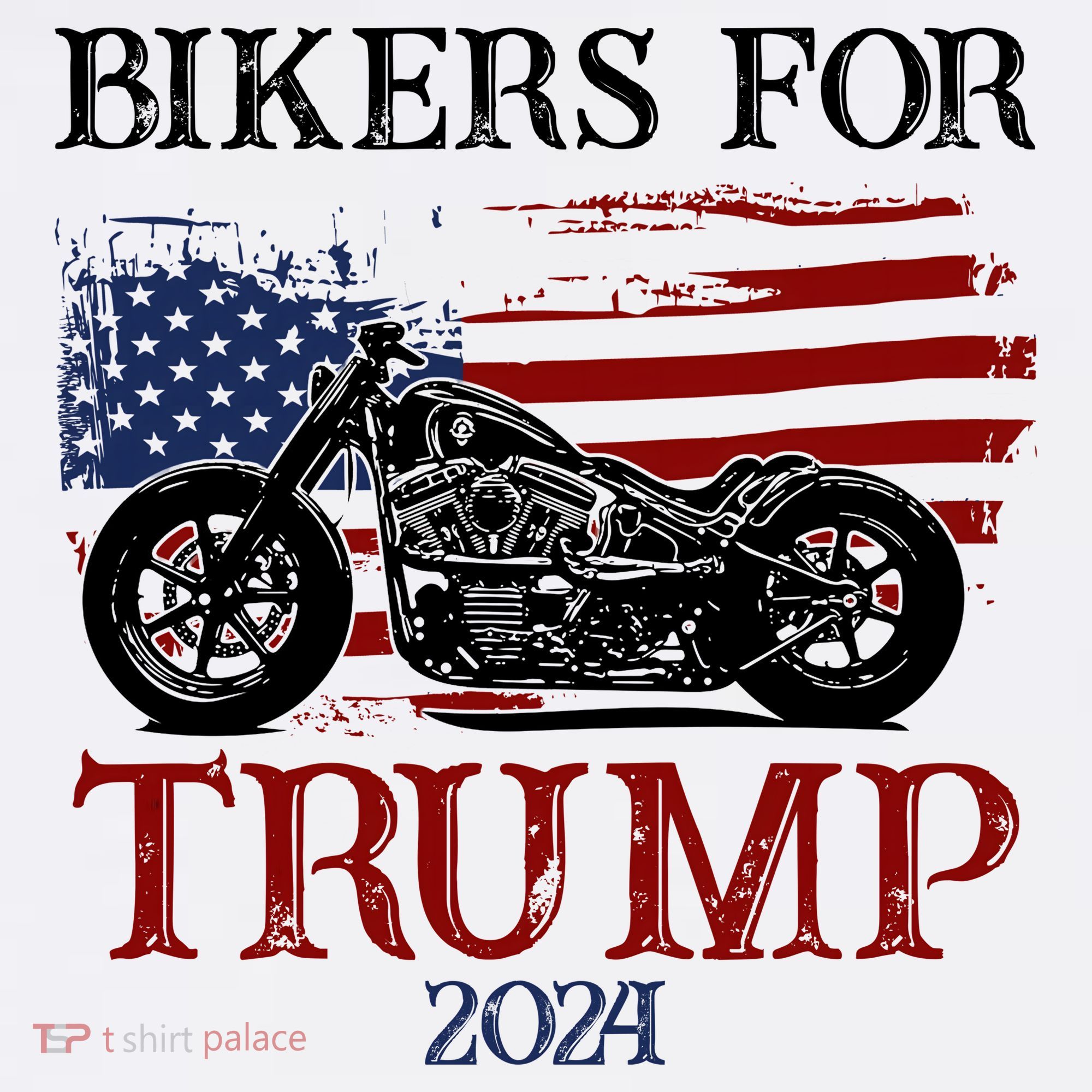 Bikers For Trump 2024 American Flag Vintage T-Shirt