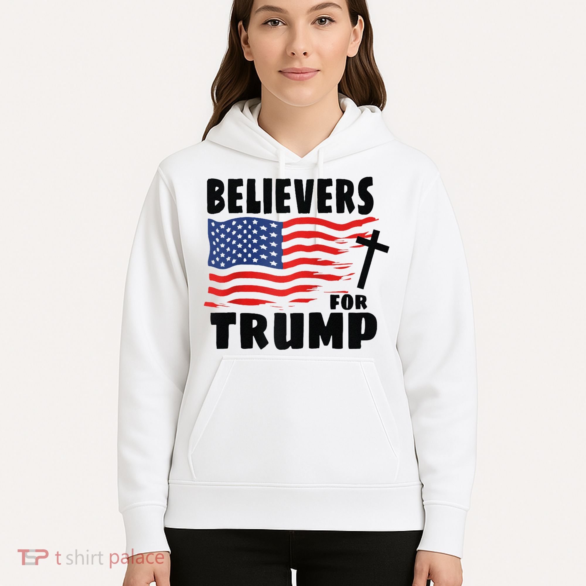 Believers For Trump Christians For Trump 2024 Raglan Hoodie