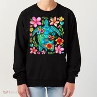 Boho Floral Turtle Save The Sea Turtle Ocean Animals Outfit Women's Sweatshirt thumb 0