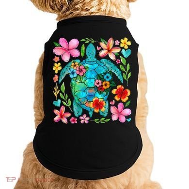 Boho Floral Turtle Save The Sea Turtle Ocean Animals Outfit Doggie Tank