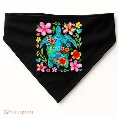 Boho Floral Turtle Save The Sea Turtle Ocean Animals Outfit USA-Made Doggie Bandana