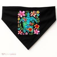 Boho Floral Turtle Save The Sea Turtle Ocean Animals Outfit USA-Made Doggie Bandana thumb 0