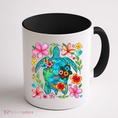 Boho Floral Turtle Save The Sea Turtle Ocean Animals Outfit Coffee Mug back