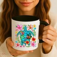 Boho Floral Turtle Save The Sea Turtle Ocean Animals Outfit Coffee Mug thumb 3