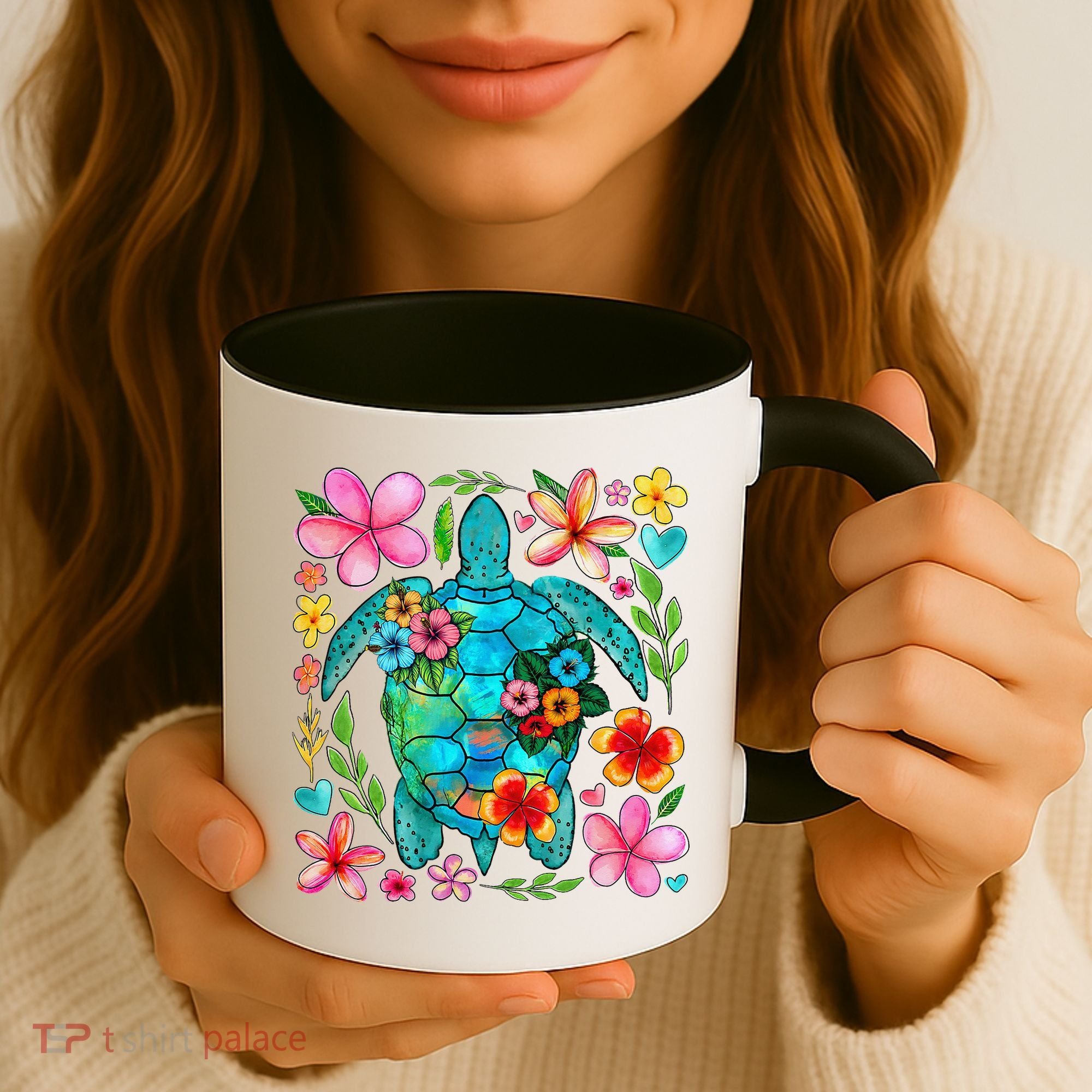 Boho Floral Turtle Save The Sea Turtle Ocean Animals Outfit Coffee Mug