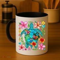 Boho Floral Turtle Save The Sea Turtle Ocean Animals Outfit Coffee Mug thumb 4