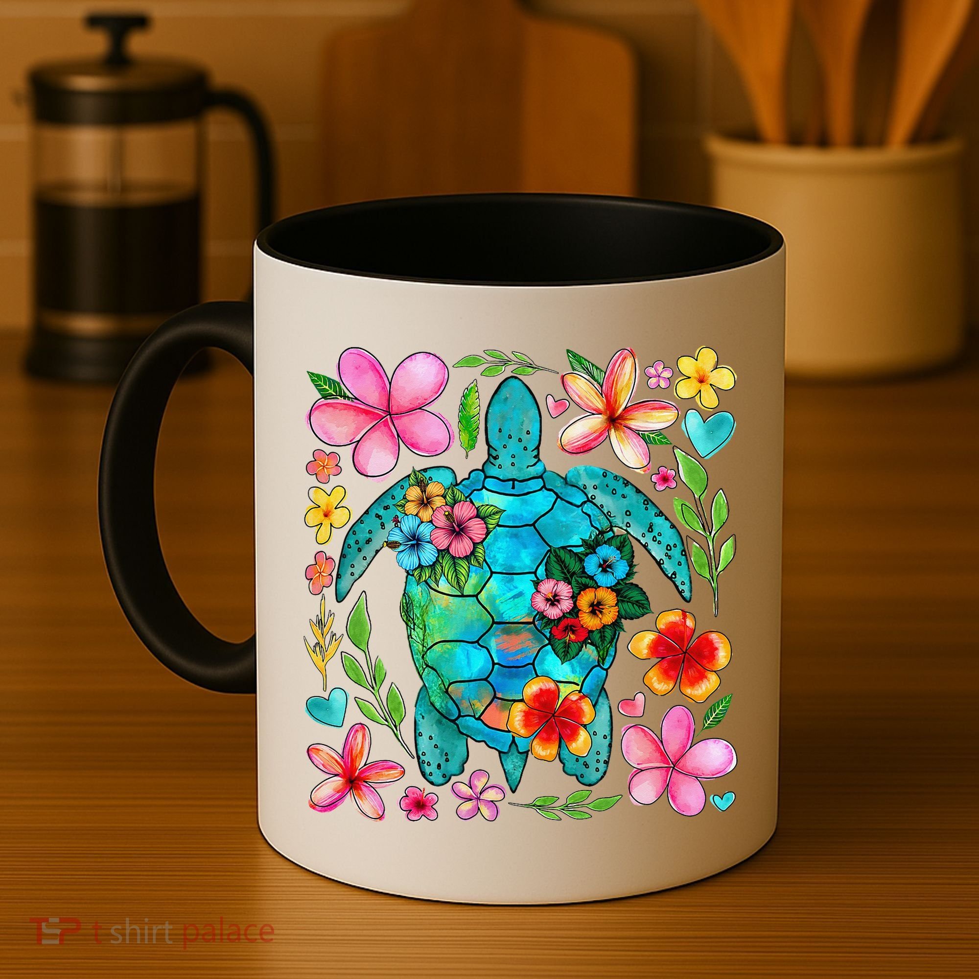 Boho Floral Turtle Save The Sea Turtle Ocean Animals Outfit Coffee Mug