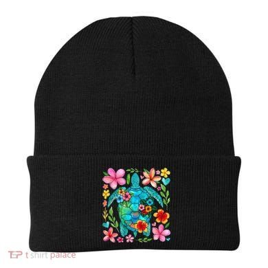 Boho Floral Turtle Save The Sea Turtle Ocean Animals Outfit Beanie
