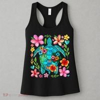 Boho Floral Turtle Save The Sea Turtle Ocean Animals Outfit Women's Tank Top thumb 3