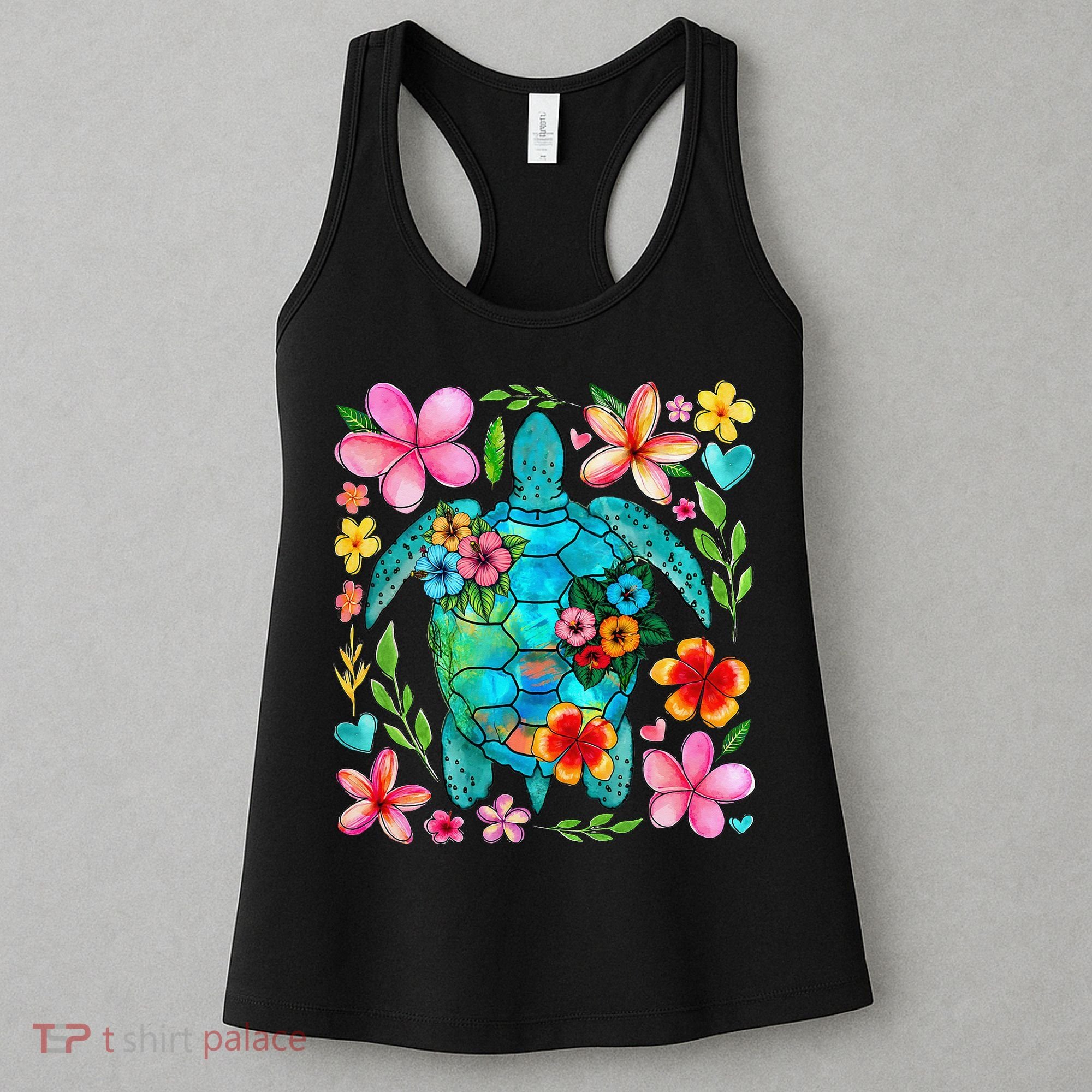 Boho Floral Turtle Save The Sea Turtle Ocean Animals Outfit Women's Tank Top