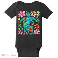 Boho Floral Turtle Save The Sea Turtle Ocean Animals Outfit Baby Bodysuit thumb 0