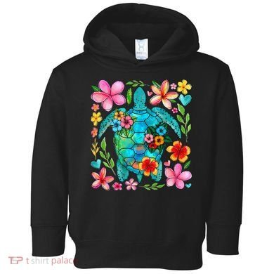 Boho Floral Turtle Save The Sea Turtle Ocean Animals Outfit Toddler Hoodie
