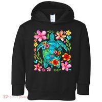 Boho Floral Turtle Save The Sea Turtle Ocean Animals Outfit Toddler Hoodie thumb 0