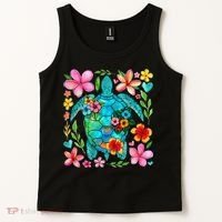 Boho Floral Turtle Save The Sea Turtle Ocean Animals Outfit Tank Top thumb 2