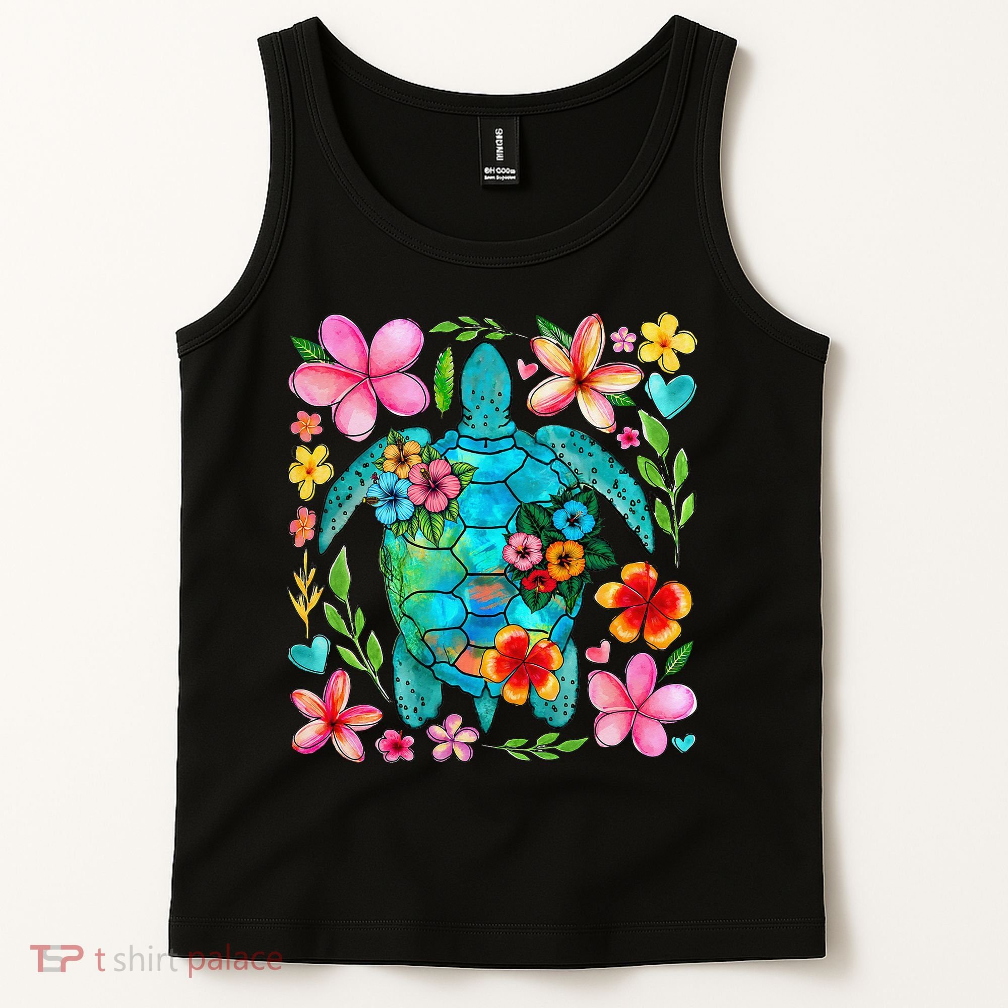 Boho Floral Turtle Save The Sea Turtle Ocean Animals Outfit Tank Top