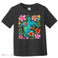 Boho Floral Turtle Save The Sea Turtle Ocean Animals Outfit Toddler T-Shirt thumb 0