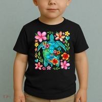 Boho Floral Turtle Save The Sea Turtle Ocean Animals Outfit Toddler T-Shirt thumb 2