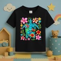 Boho Floral Turtle Save The Sea Turtle Ocean Animals Outfit Toddler T-Shirt thumb 3