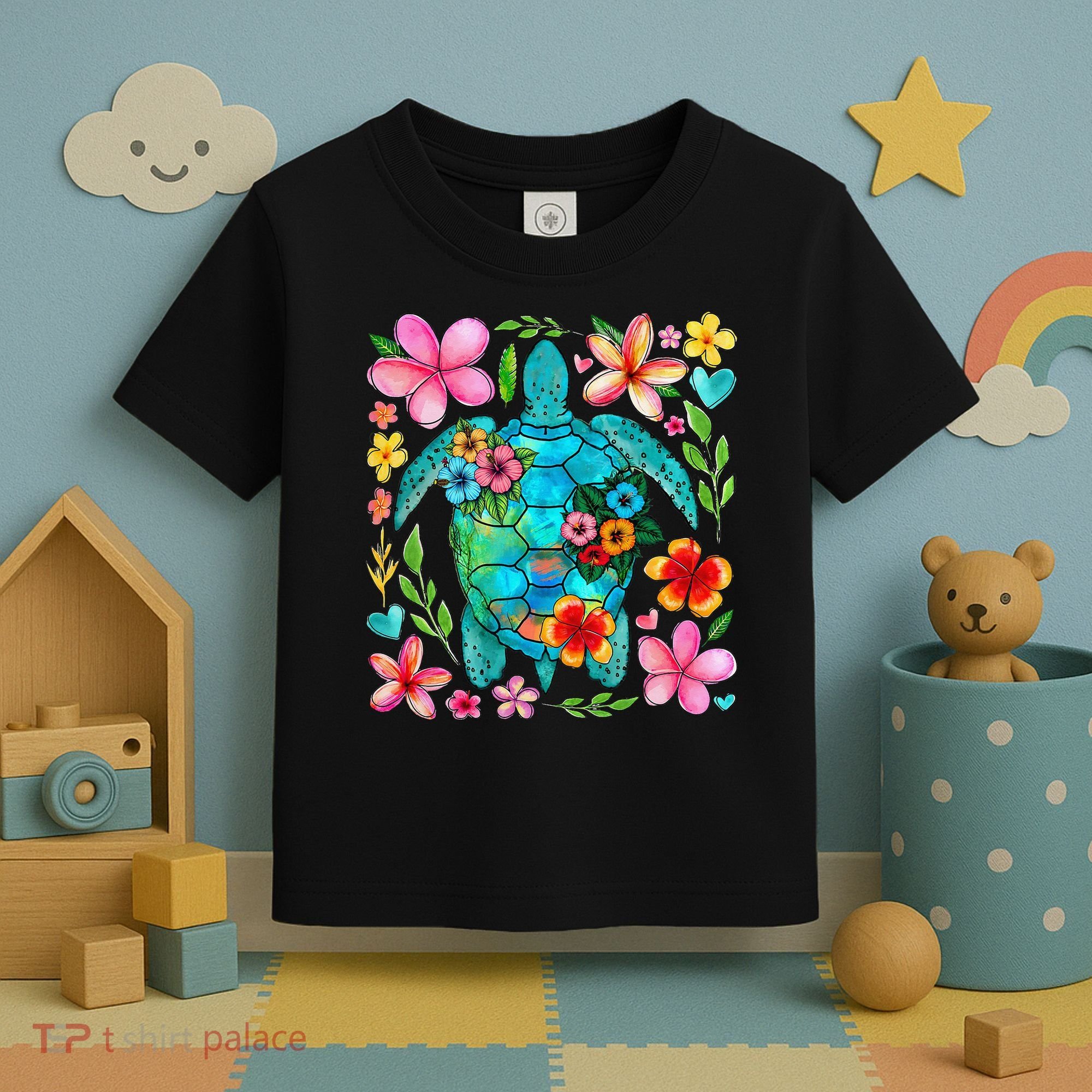Boho Floral Turtle Save The Sea Turtle Ocean Animals Outfit Toddler T-Shirt