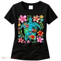 Boho Floral Turtle Save The Sea Turtle Ocean Animals Outfit Women's T-Shirt thumb 0