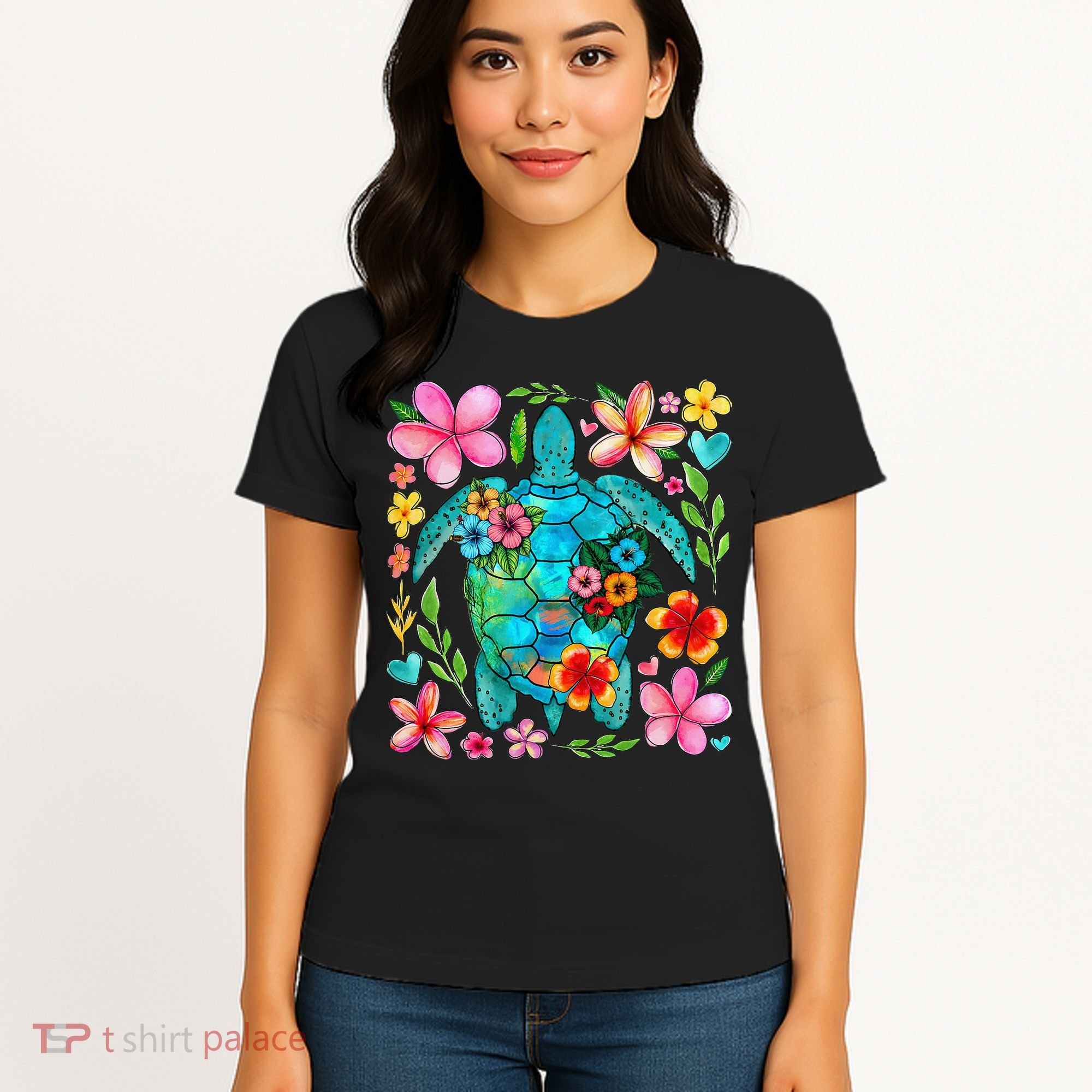 Boho Floral Turtle Save The Sea Turtle Ocean Animals Outfit Women's T-Shirt