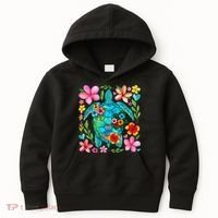 Boho Floral Turtle Save The Sea Turtle Ocean Animals Outfit Kids Hoodie thumb 0