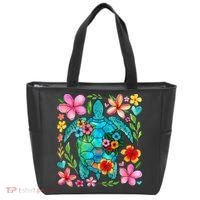 Boho Floral Turtle Save The Sea Turtle Ocean Animals Outfit Tote Bag thumb 0