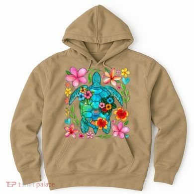 Boho Floral Turtle Save The Sea Turtle Ocean Animals Outfit Hoodie