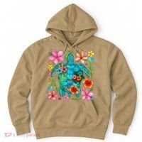 Boho Floral Turtle Save The Sea Turtle Ocean Animals Outfit Hoodie thumb 0