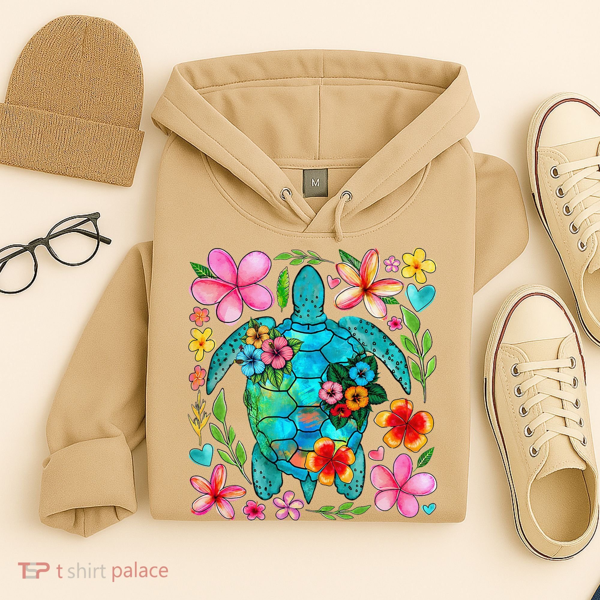 Boho Floral Turtle Save The Sea Turtle Ocean Animals Outfit Hoodie